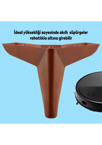 Lüks Mobilya Kanepe Sehpa Puf Koltuk Ayağı 14 cm Kahverengi Ahşap Desenli Baza Ayak fırsatları