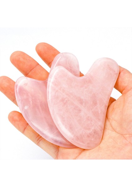 Store Pembe Kuvars Gua Sha Yüz Vücut Masaj Taşı Doğal Taş