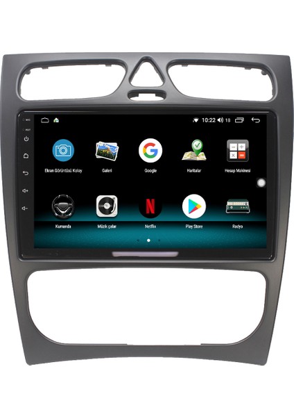 Mercedes C Class W203 Android 10 Carplay Özellikli Navigasyon Multimedya Ekran 2gb Ram + 32GB HDD
