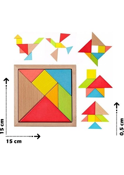 Wooden Toys Doğal Ahşap Eğitici Oyuncak 7 Parça Orta Tangram fiyatları