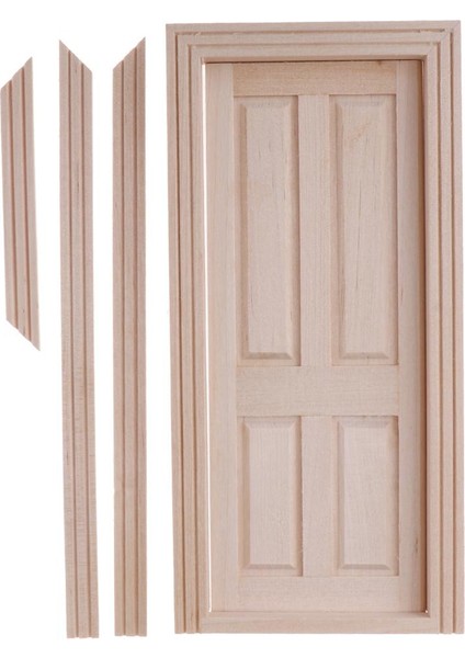 1:12 Ölçekli Dollhouse Ahşap 4 Panel Harici Kapı, Batten Frame, Dolls House fiyatları