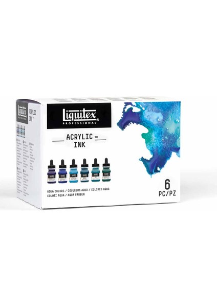 Professional Akrilik Mürekkep Set 6X30ML Aqua Colors