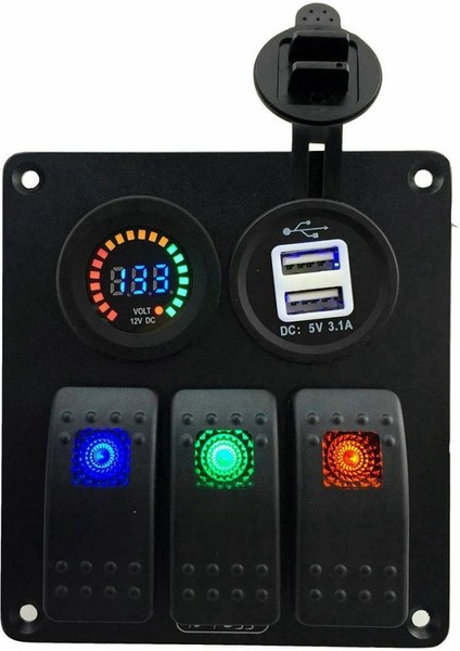 Su Geçirmez Voltmetre 3 Çete Rocker Anahtar Paneli DC12V modelleri