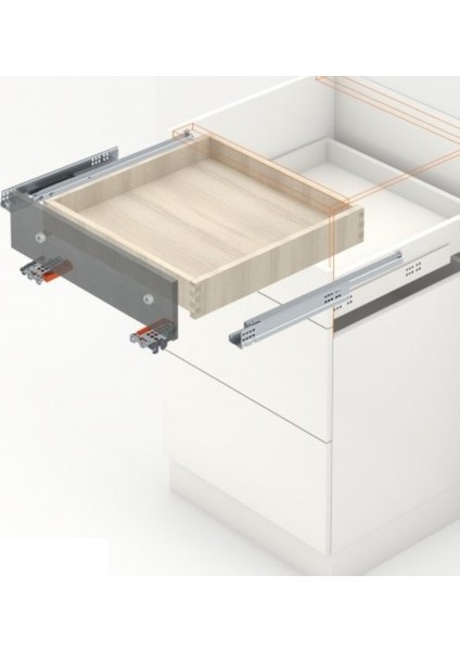 Tandem Çekmece Rayı Kısmi Açılım Frenli 50 Cm