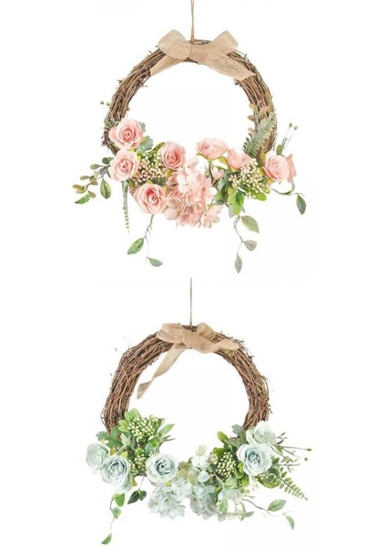 2x Çiçek Çelenk Çelenk Simülasyon Duvarı Düğün Dekoru Asılı (Yurt Dışından)