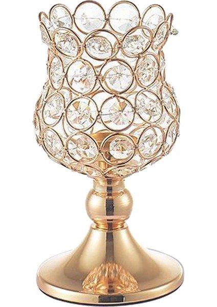 4x Kristal Fener Gold Candlestick Mum Tutucular Merkez Parçası Dekor (Yurt Dışından)