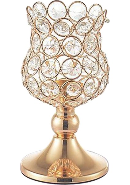 4x Kristal Fener Gold Candlestick Mum Tutucular Merkez Parçası Dekor (Yurt Dışından)