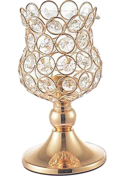 4x Kristal Fener Gold Candlestick Mum Tutucular Merkez Parçası Dekor (Yurt Dışından)