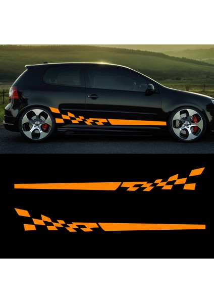 Araba Damalı Yan Bayrak Yarış Şeridi Sticker Damalı Bayrak Yarış Şeridi Oto STICKER-S1460