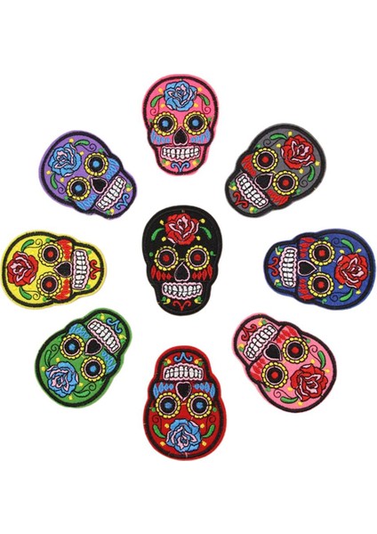 8 Adet Kafatası Bez Rozeti Diy Ceket Pantolon Giyim Süslemesi (Yurt Dışından)