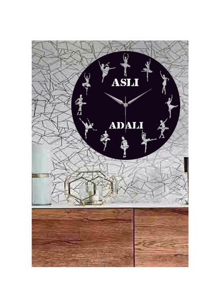 Kişiye Özel Balerin Bale Temalı Dekoratif Ahşap Duvar Saati