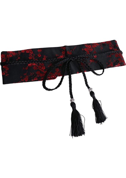 Retro Tarzı Saten Bel Kemeri Bağlı Bel Bantları Için Kızlar Siyah Kırmızı (Yurt Dışından) fiyatları