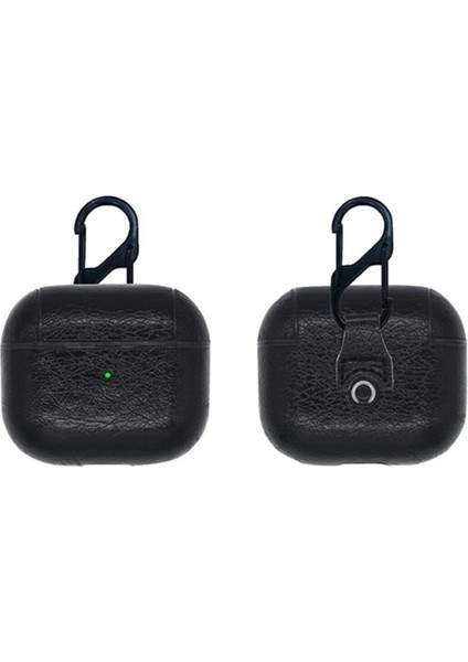 Airpods 3. Nesil Kulaklık Kılıfı Koruma Pu Deri Kılıf Siyah