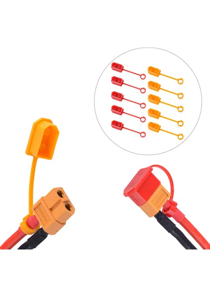 10 Parça/LOT XT60 Toz Anti Kayıp Yalıtımlı Tıpa Rc Kırmızı ve Sarı (Yurt Dışından)