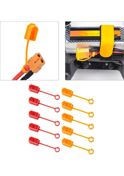 10 Parça/LOT XT60 Toz Anti Kayıp Yalıtımlı Tıpa Rc Kırmızı ve Sarı (Yurt Dışından)