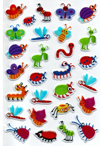 Sticker Kabartmalı A4 Boyutunda Stiker Defter, Planlayıcı Etiket, (LIM011) - Böcekler