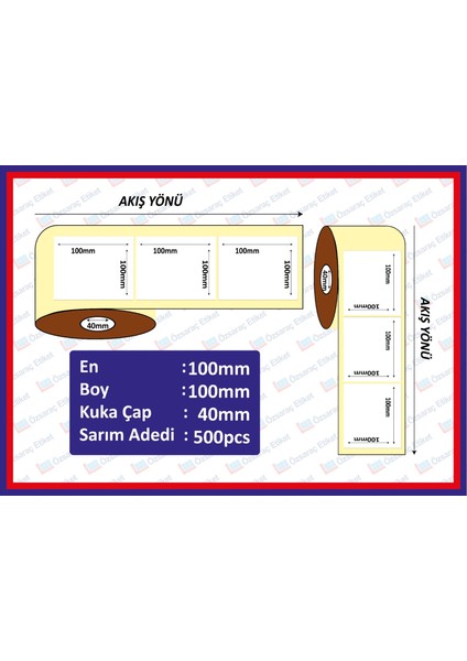 Özsaraç Etiket 100X100  Barkod Etiketi  500  Lü   Sarım