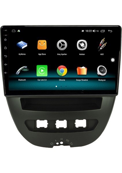 Peugeot 107 Android 10 Carplay Özellikli Navigasyon Multimedya Ekran 2gb Ram + 32GB HDD