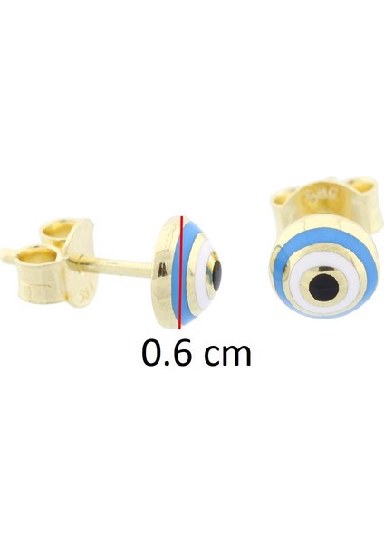 Göz Mineli Nazarlık Çivili Altın Çocuk Küpe fırsatları