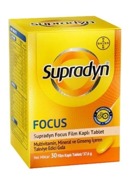 Supradyn Focus Multivitamin, Multimineral ve Ginseng Içeren Takviye Edici Gıda 30 Film Kaplı Tablet