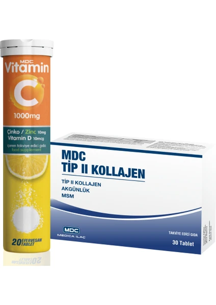 Vitamin C, Çinko, Vitamin D 20 Efervesan Tablet & Tip Iı Kollajen