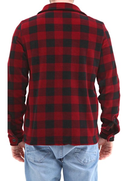 Erkek Oduncu Düğmeli Çift Cepli Ekose Polar Outdoor Gömlek Ceket indirimleri