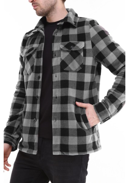 Erkek Oduncu Düğmeli Çift Cepli Ekose Polar Outdoor Gömlek Ceket fiyatları