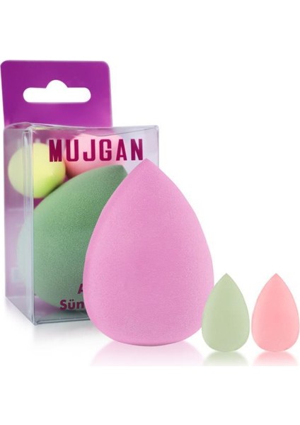 MJGN-170 Büyük + Orta Mini Boy 3'lü Armut Sünger Seti Açık Pembe