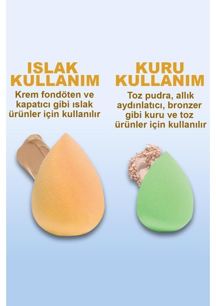 MJGN-170 Büyük + Orta Mini Boy 3'lü Armut Sünger Seti Açık Pembe