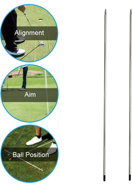 2 Adet Golf Hizalama Çubukları Salıncak Eğitmeni Yön Göstergesi 120CM Çubuk (Yurt Dışından)