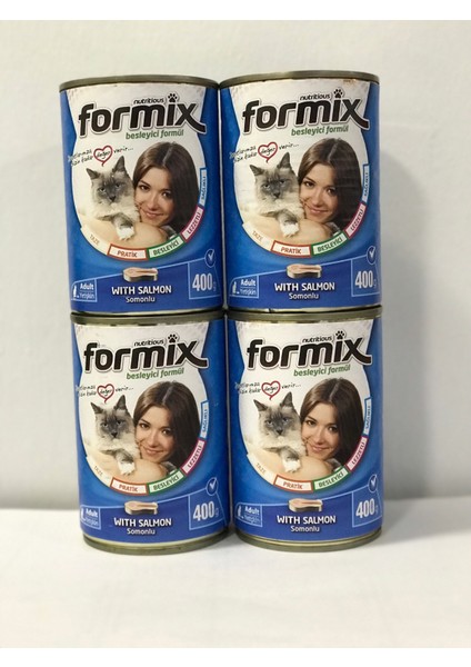 Yetişkin Kedi Somonlu Konserve Maması 400 gr x 4 Adet