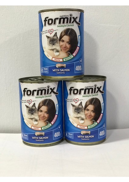 Yetişkin Kedi Somonlu Konserve Maması 400 gr x 3 Adet