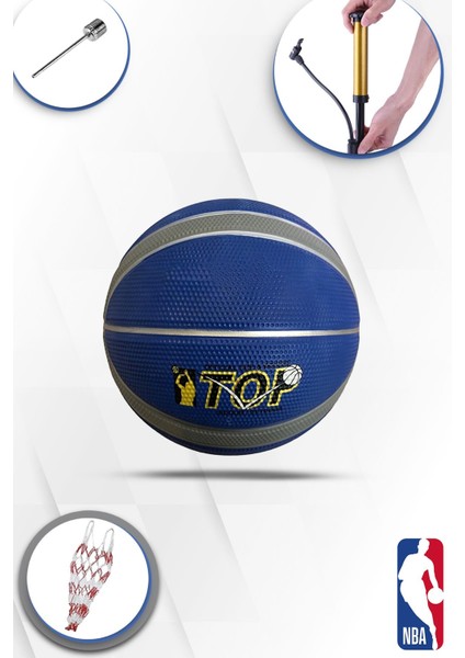 Prof. Maç/antreman Kaymaz Kauçuk Iç/dış Saha Uygun 7 Numara Basketbol Topu + File,şişirme Iğnesi,pompa Hediyeli