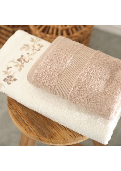 Flora Bej Nakışlı Hamam Seti
