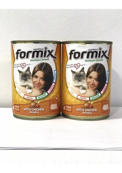 Yetişkin Kedi Tavuklu Konserve Maması 400 gr x 2 Adet