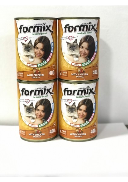 Formix Yetişkin Kedi Tavuklu Konserve Maması 400 gr x 4 Adet