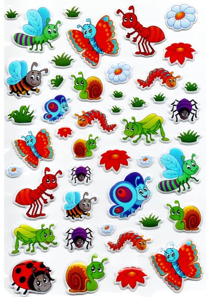 Sticker Kabartmalı A4 Boyutunda Stiker Defter, Planlayıcı Etiket, -(LIM087) - Sevimli Böcekler