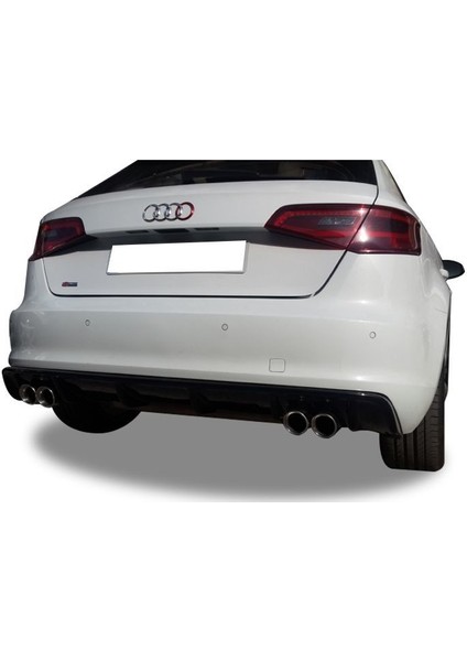 Audi A3 8V 2012 - 2016 Plastik Arka Tampon Eki - Difüzör (Plastik)