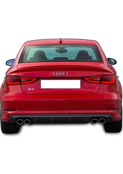 Audi A3 8V (2017-2019) S3 Style Arka Tampon Difüzör (Plastik)