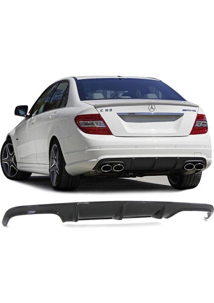 Mercedes C Serisi W204 (2008-2011) Makyajsız Arka Tampon Eki - Difüzör (Plastik)