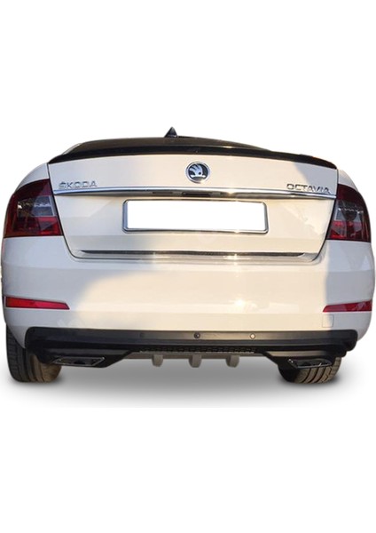 Skoda Octavia Egzoz Görünümlü Universal Arka Tampon Eki - Difüzör (Plastik)