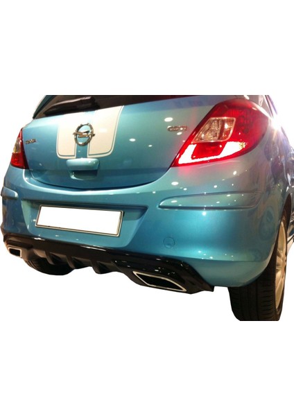Opel Corsa D (2007-2015) Egzoz Görünümlü Arka Tampon Eki - Difüzör (Plastik)