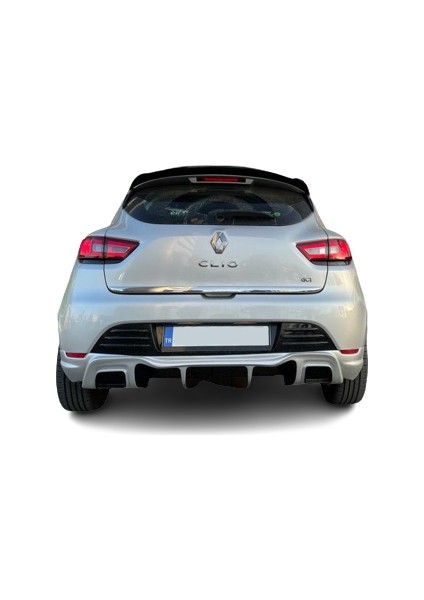 Renault Clio 4 (2012-2019) Rs Style Egzoz Görünümlü Arka Tampon Eki - Difüzör (Plastik)