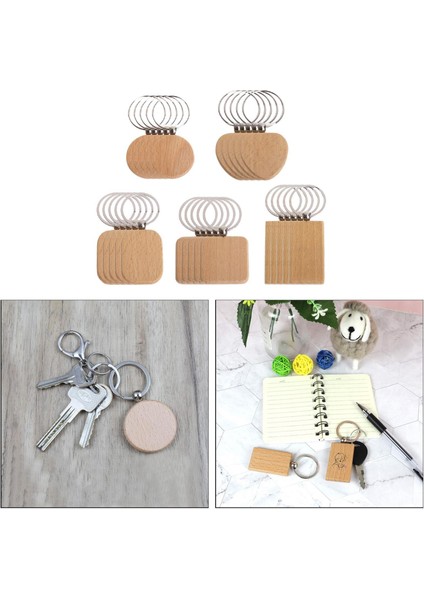 50 Paket Keyfob Keychain Ahşap Anahtarlık(Yurt Dışından)