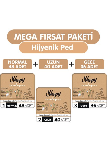 Ecologic Premium Plus Hijyenik Ped 124 Adet Ped Mega Fırsat Paketi