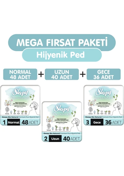 Bio Natural Premium Plus Hijyenik Ped 124 Adet Ped Mega Fırsat Paketi