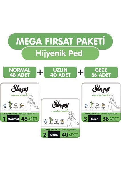 Natural Ultra Hassas Hijyenik Ped 124 Adet Ped Mega Fırsat Paketi