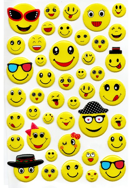 Sticker Kabartmalı A4 Boyutunda Stiker Defter, Planlayıcı Etiket, -(LIM205) - Sevimli Emoji