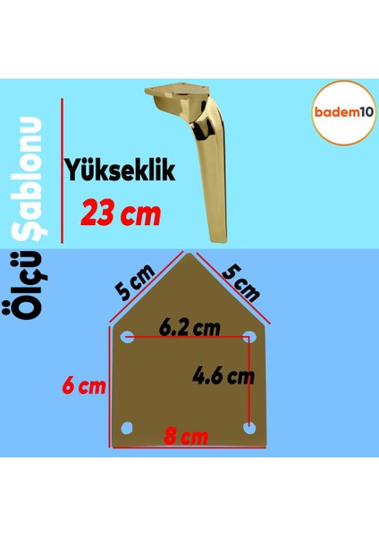 Repla Lüks Mobilya Kanepe Sehpa Tv Ünitesi Koltuk Ayağı 23 cm Gold Altın Baza Ayakları fırsatları