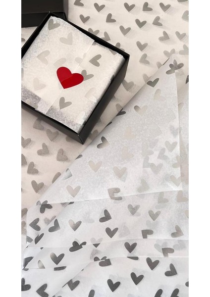 Gümüş Kalp Desenli Pelur Kağıdı - Beyaz 50 x 70 cm 10'lu modelleri